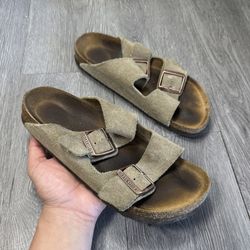 Birkenstock Sandals Womens 6-6.5 US 37 EU Arizona Taupe Suede  Soft Footbed