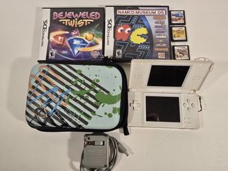 Nintendo DS Lite White With 5 Games, Charging Cable & Case