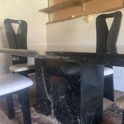 Vintage Postmodern Nero Marquita Marble Table 