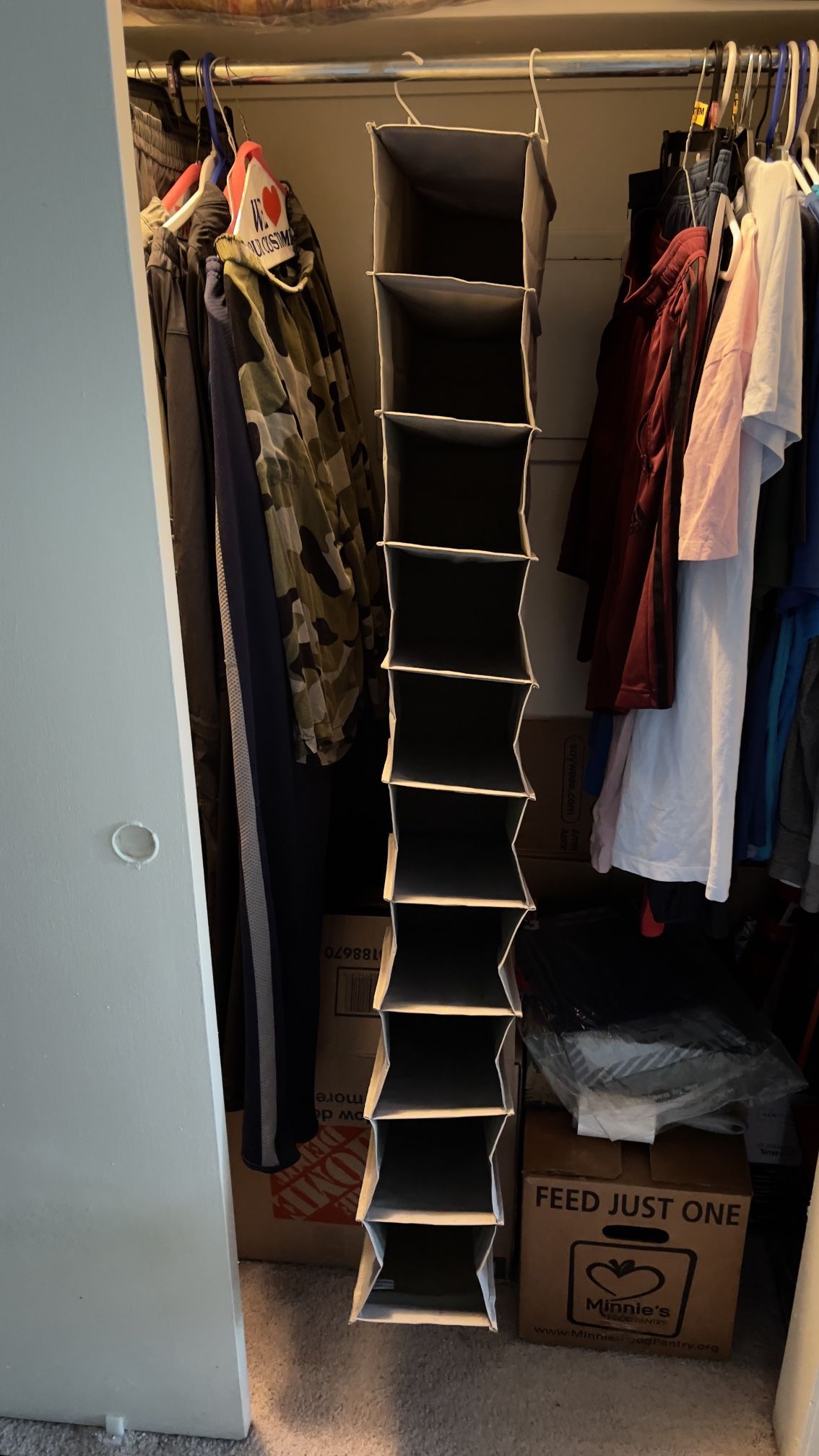 3$ each Hanging Closet Organizers- Gray - 3 Shelves &Hanging Closet Organizer- Gray - 10 Shelves 