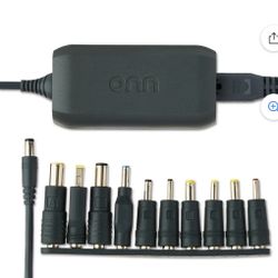 onn 65W Laptop Charger with 10 Interchangeable Tips, 10ft Power Cord, for HP, Dell, Lenovo