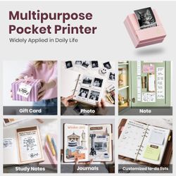 🆕 In 📦 Sticker Thermal Mini Printer,Bluetooth Print Pod with3️⃣Rolls of Paper,Portable Print Pods for Phone&Tablet,Sticker Maker Machine for Notes,P