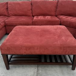 Bauhaus Red Beautiful 4-Piece Sectional with Large Ottoman