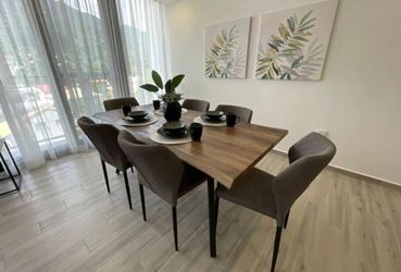 Wood Dining Table with 6 Chairs