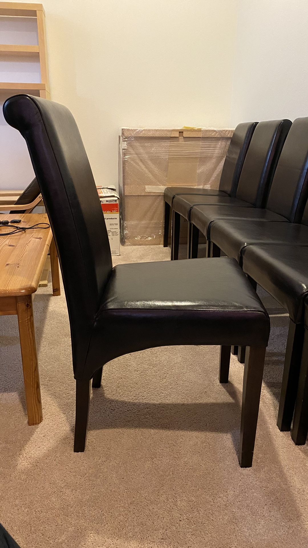 8 Dark Brown Faux Leather Dining Room Chairs for Sale in Redmond, WA