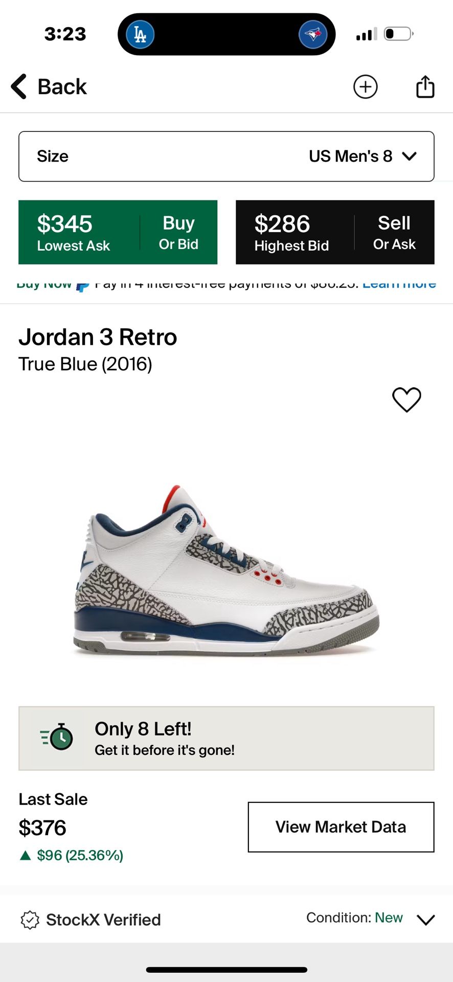 Jordan size 8