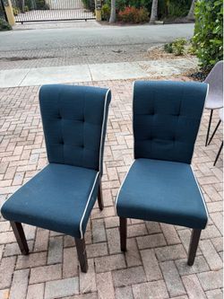 2 Blue Upholstered Dining Chairs