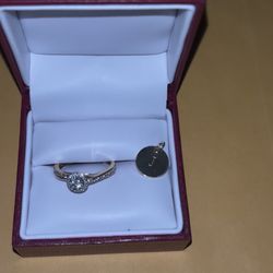 Ring And J Initial Pendant