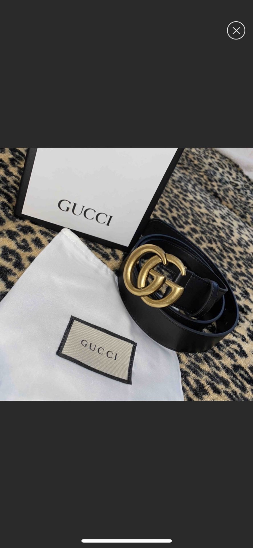 Gucci belt women black leather with box and bag
