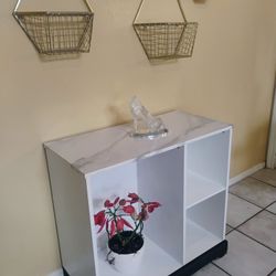 Modern Marble Console Table / Storage Shelf – Gloss Faux Finish