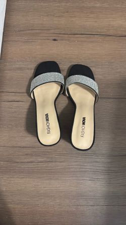 Embellished block heel sandals