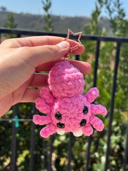 Crochet Mini Pink Jumping Spider on Keychain 🕷️
