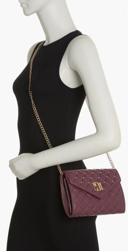 Diamond Quilt Convertible Crossbody Bag
(color: Plum / Wine) - Badgley Mischka