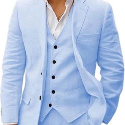 Men Linen Suit - NEW! Sky Blue Color