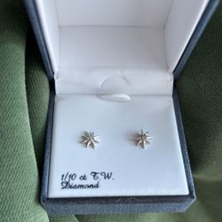 Sterling Silver Diamond Starburst Earrings