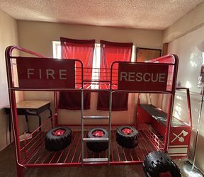 Fire Truck Twin Bunk Bed Frame