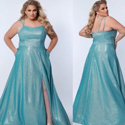 New With Tags Plus Size Sparkly A-Line Long Formal Dress & Prom Dress $298