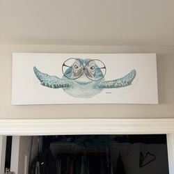 Sea Turtle Canvas Picture.  23.5” X 8.5”