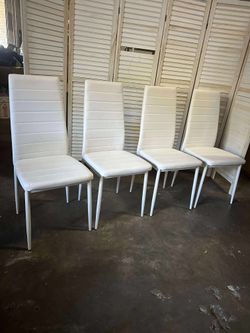 Dining Chairs Set of 4, PU Leather Kitchen Chairs with Sturdy Iron Legs, Waterproof Seat, High Back Padded Upholstered Chairs