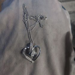 Diamond Heart Sterling Silver 18" Necklace.