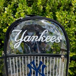 Brand New MLB New York Yankees Clear Plastic Backpack. Stadium Approved. 