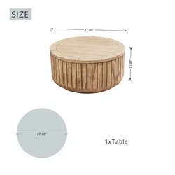Brown Round Coffee Table - Terrafab Composite Material with Iron Frame