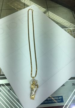 San juda 14k solid k gold with diamond on 22 inch gold chain