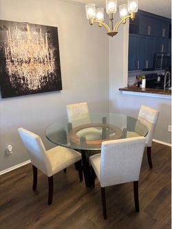 Kitchen table with upholstered chairs