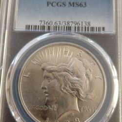 1923 Peace Silver Dollar MS63 PCGS Blue Label BU UNCIRCULATED 