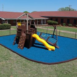 Blue Rubber Mulch, Landscape, Playground, Garden Beds, Pool Area, walking, trails path
 Rubber, kids play area