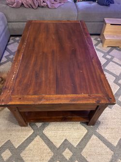 Rustic Dark Brown Wood Coffee Table