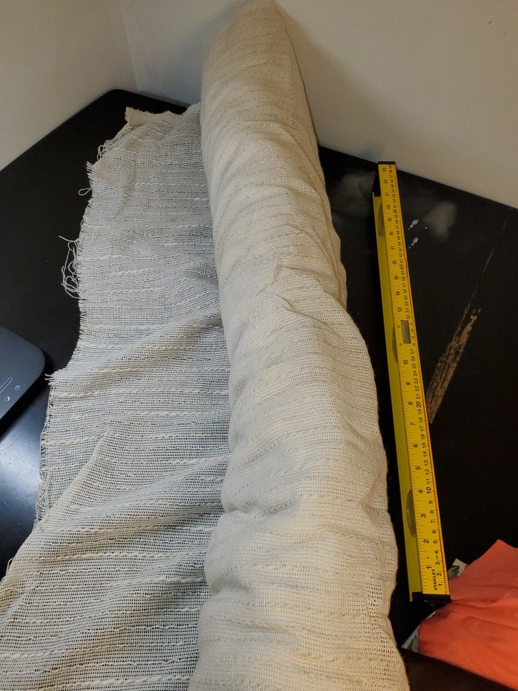 FABRIC 2pieces +1 roll
1*Beige big roll stitch fabric like with patterns, 40" wide, msny yards, net weight 7lbs 8oz new never been used.
1*Brown fab