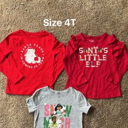 Toddler Girl Christmas Shirts Bundle Size 4-5T