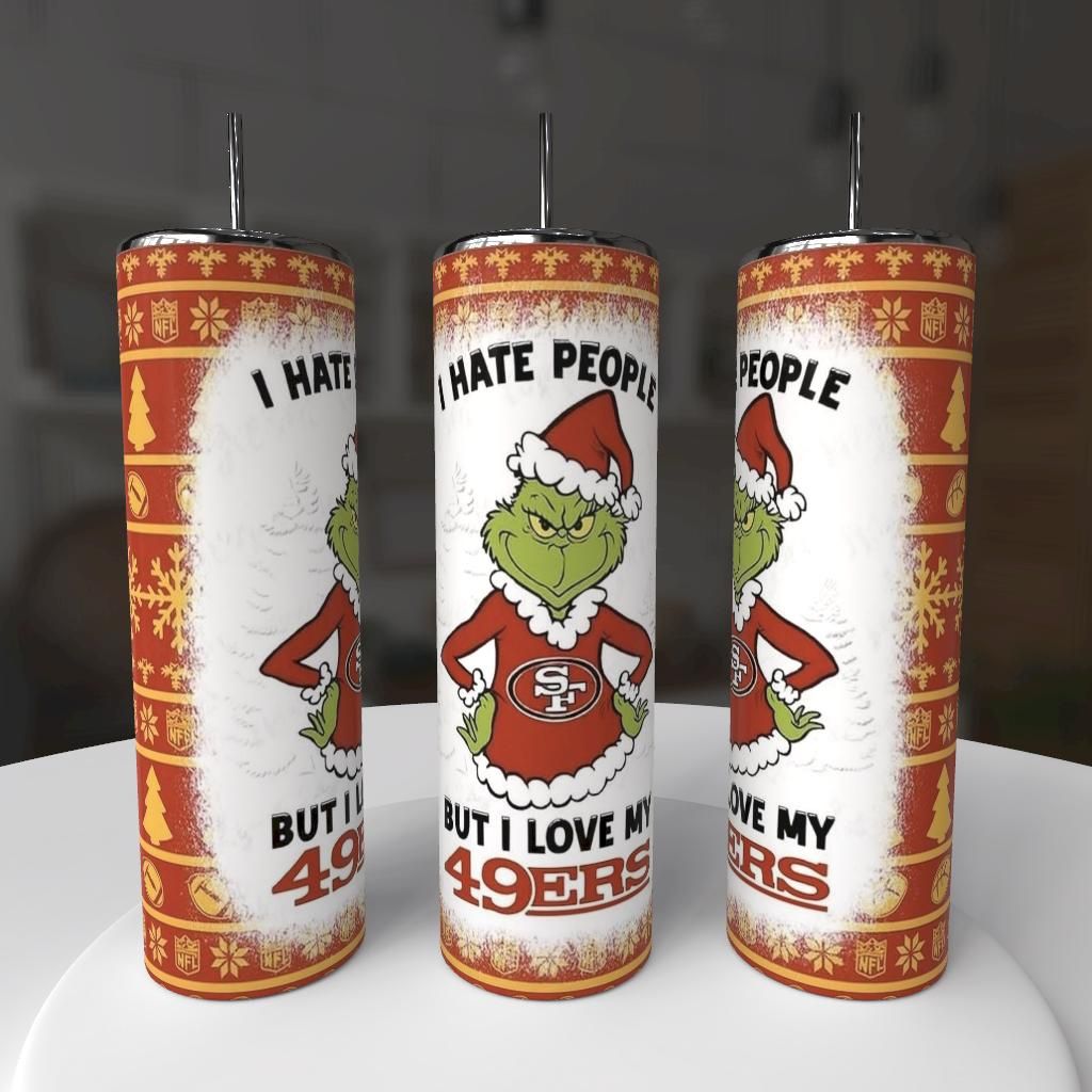 San Francisco 49ers Football Grinch Christmas Holiday Tumbler