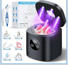 Ultrasonic Retainer Cleaner Machine, 52kHz Ultrasonic Denture Cleaner for Mouth Guards, Braces, Toothbrush Heads, Jewelry, Dental Ultrasonic Cleaner w