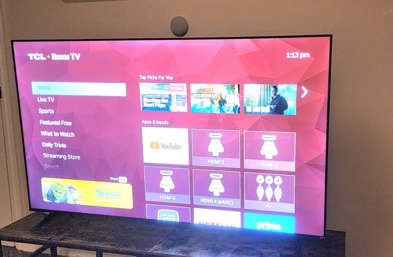 65 Inch TCL Roku TV Like New