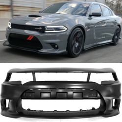 Front Bumper For Dodge Charger Hellcat Scat Pack GT R/T Fits 2015 to 2022 Comes black primed ready to paint.