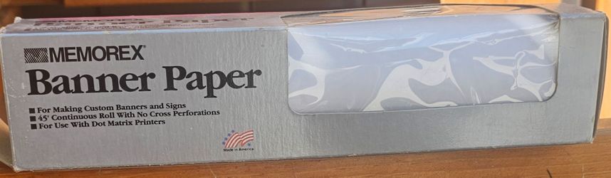 Vintage Memorex Continuous Banner Paper White PN 3(contact info removed)