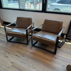 2 Heavy Duty Masculine Leather Chairs 
