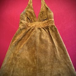 REAL SUEDE HALTER DRESS