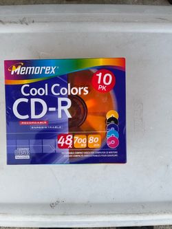 NEW! MEMOREX CD-R Cool Colors 10 Pack 80Min 700MB 48X