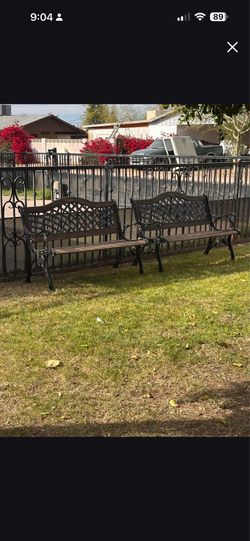 Metal wood benches