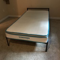 Twin-size mattress and bed frame