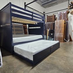 Full over full bunk bed and trundle