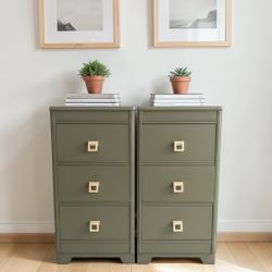 Vintage MCM Green Nightstands