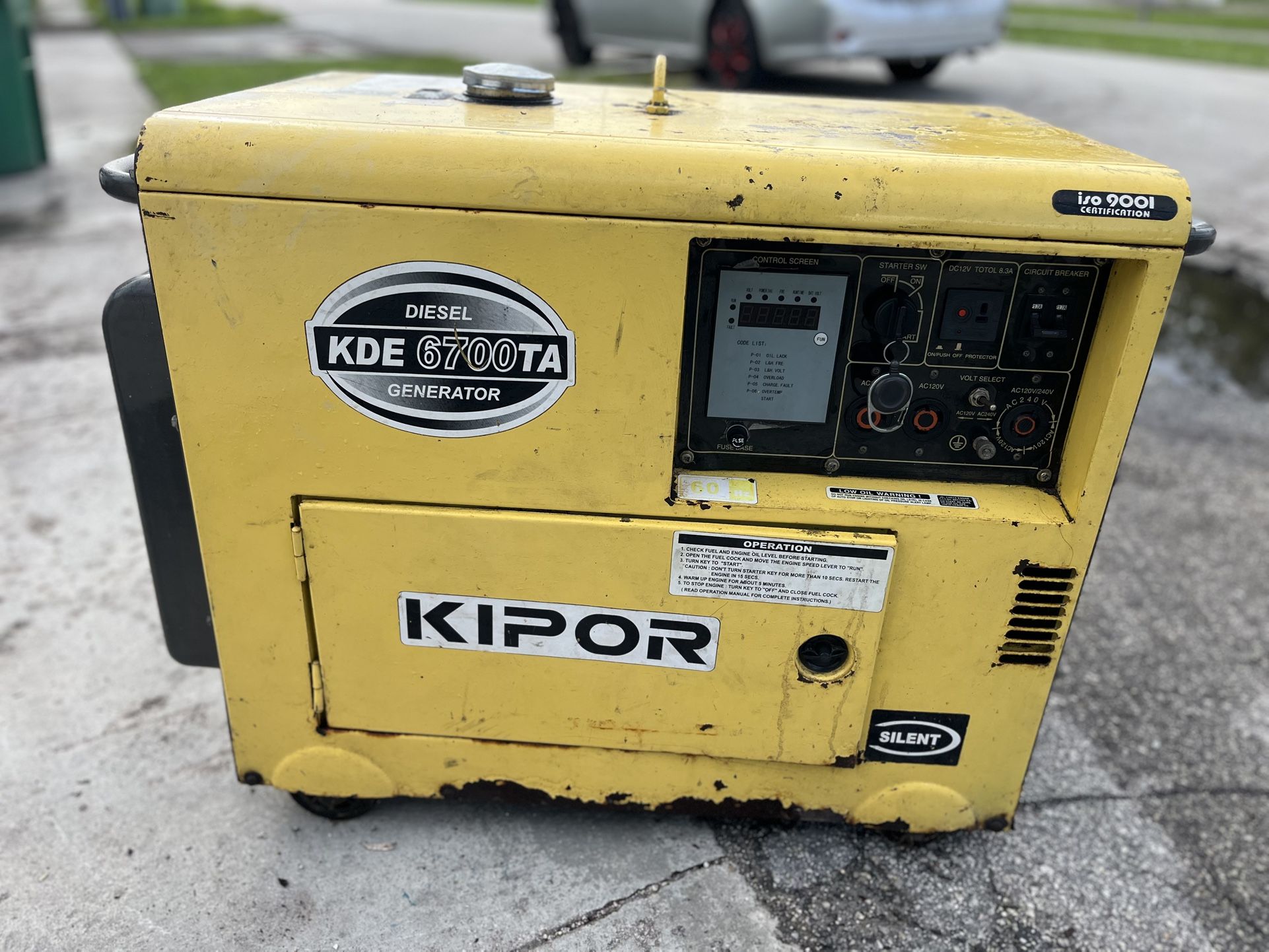 FOR SALE: “KIPOR” 6700W DIESEL GENERATOR – 36 HRS USE – $1,800 FIRM