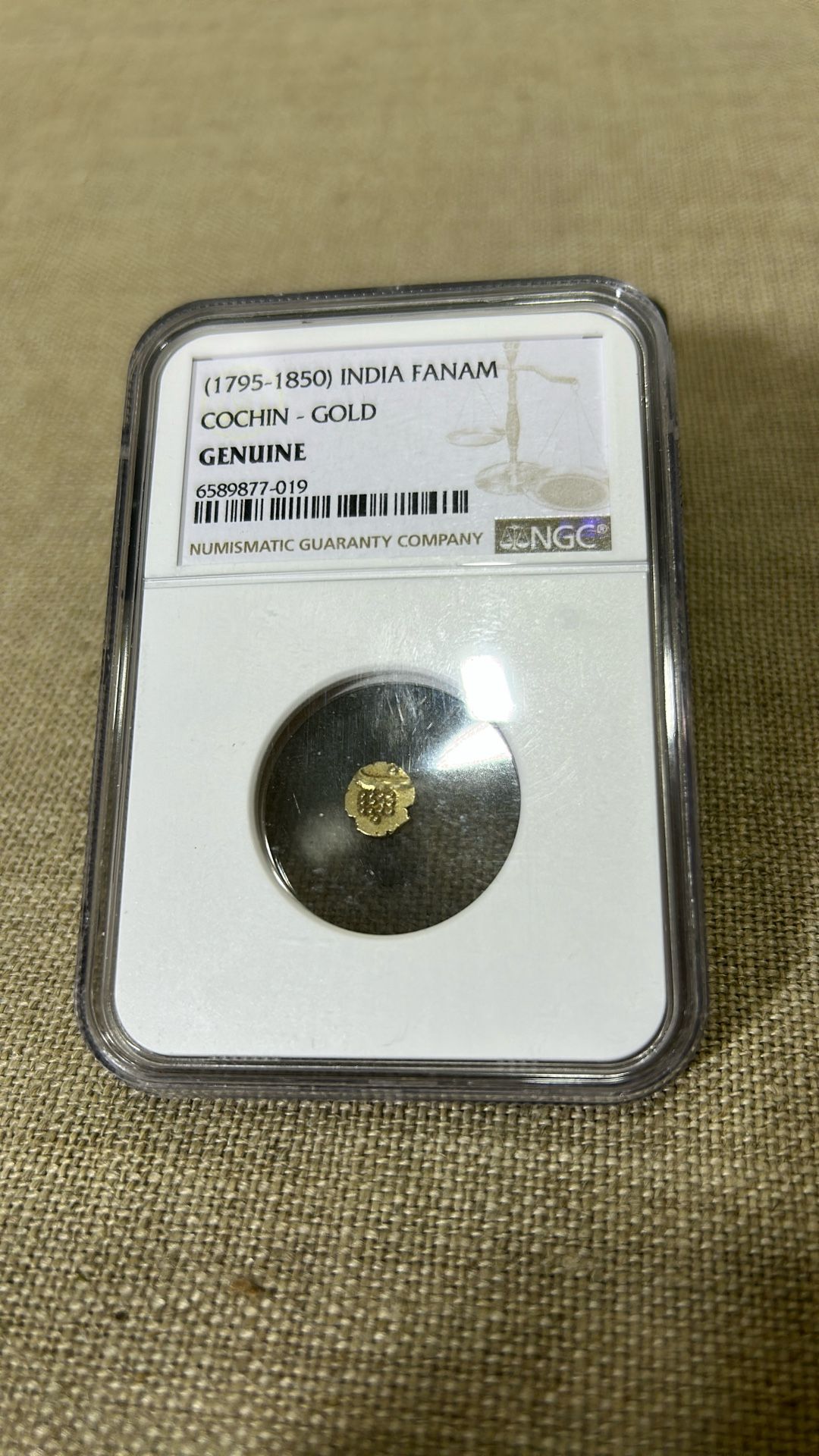 India Gold Fanam (1(contact info removed)) - Cochin Gold - NGC Genuine
