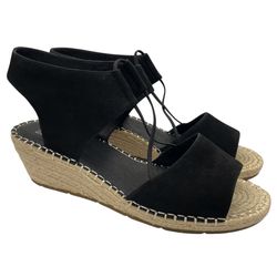 Eileen Fisher espadrille suede wedge black sandals women’s Size 10