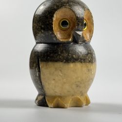 Vintage Italian Hand Carved Alabaster Stone Owl Paperweight / Figurine / Gift 