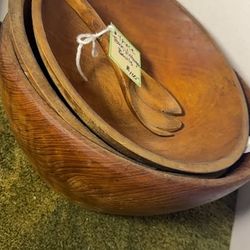 4 Piece Teak Vintage Bowls